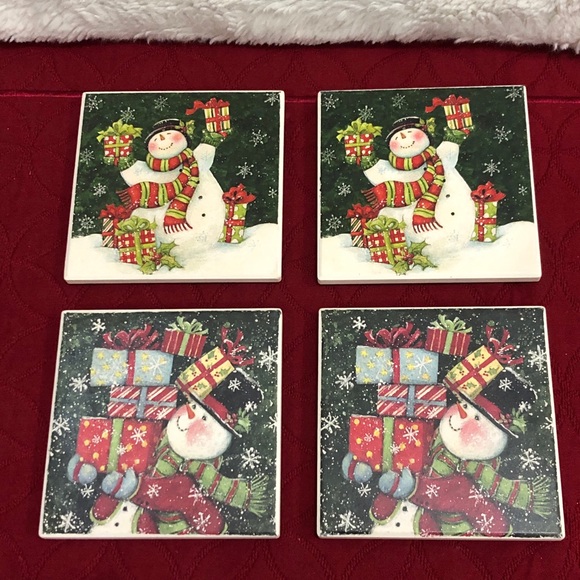 Other - CHRISTMAS SNOWMAN STONE DRINK COASTERS (#CHC2)